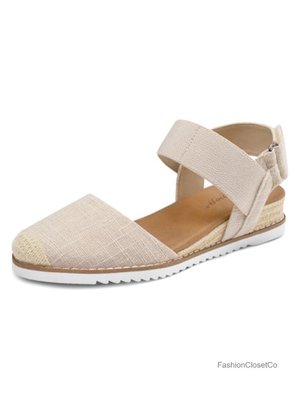 Women's Low Wedge Sandals Comfortable Closed Toe Espadrilles Slip on Elastic